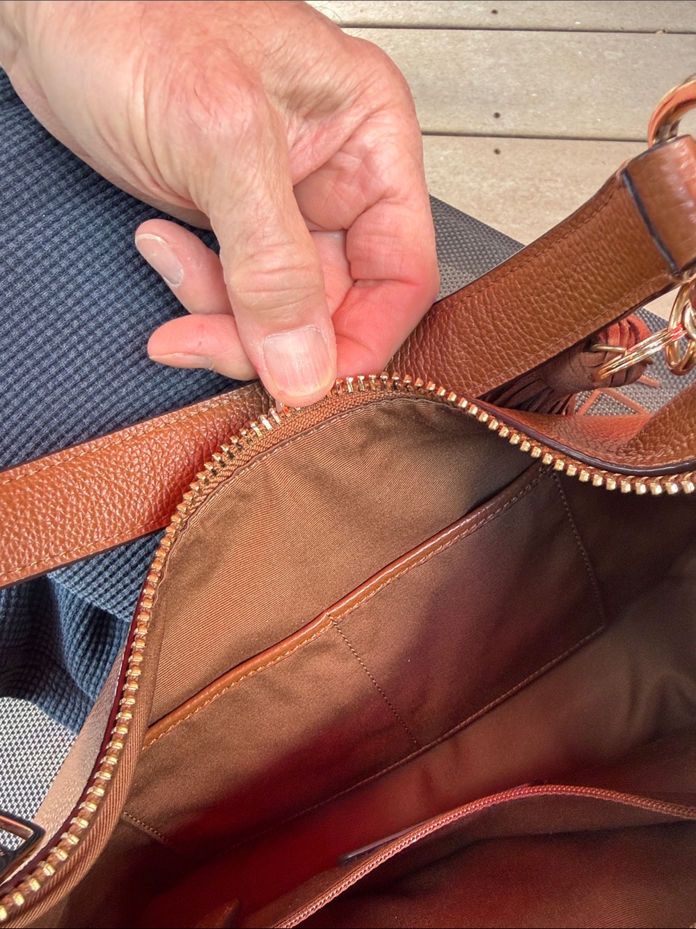 Coach Harley Tan Pebbled Leather Shoulder Hobo with Gold Logo - Picture 5 of 5
